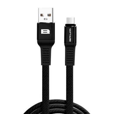 Кабель BRUM - Flexible U007 USB - MicroUSB 2.1 А 1м (Чорний) - фото 1